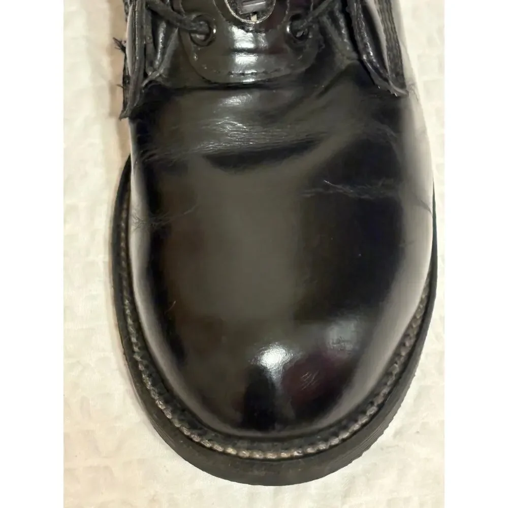 Chippewa USA VTG Steel Toe Black Leather Trooper Tactical Moto Boots Men Size 9C